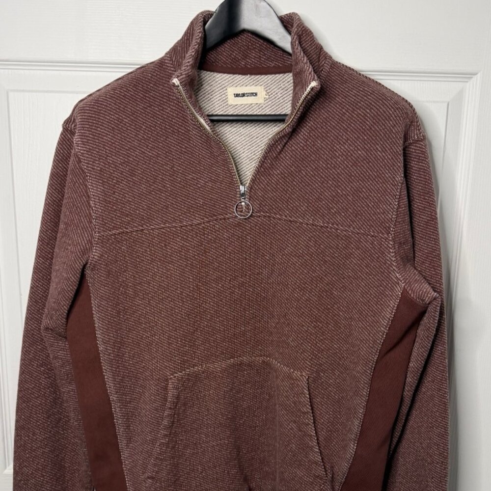 Taylor Stitch The Horizon Pullover Ash Double Knit 1/4 Zip Men's L - 42